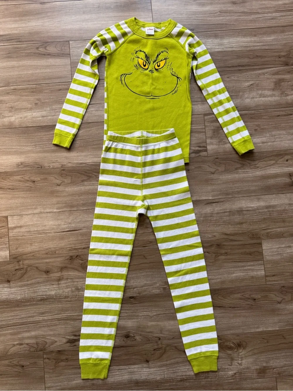 Hanna Andersson Dr.Suess Grinch Organic Cotton Long John Pajamas Boy Girl Size 8